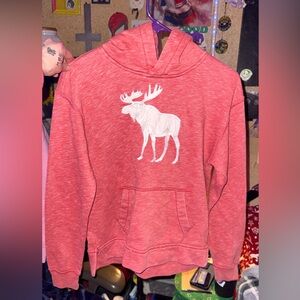 Abercrombie Kids Red Hoodie with Moose Design